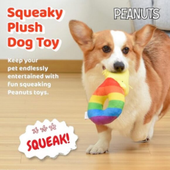 NWT ~ PEANUTS: Woodstock Peace & Love Plush Ring Squeaker 8 inch Pet Toy - Picture 1 of 10